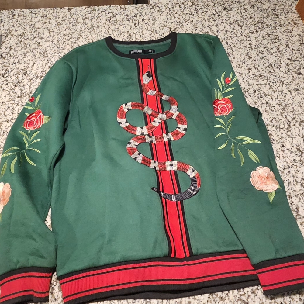 Hudson Jeans Green and Red Sweater